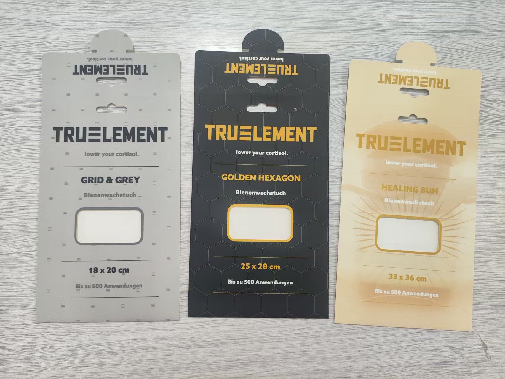TRUELEMENT Bienenwachstuch 3er-Set S/M/L aus Baumwolle mit Kokosöl